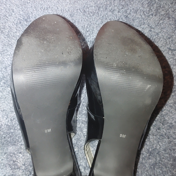 Guess Black Patent Leather Slingback Heels, Size 9 - Picture 6 of 9